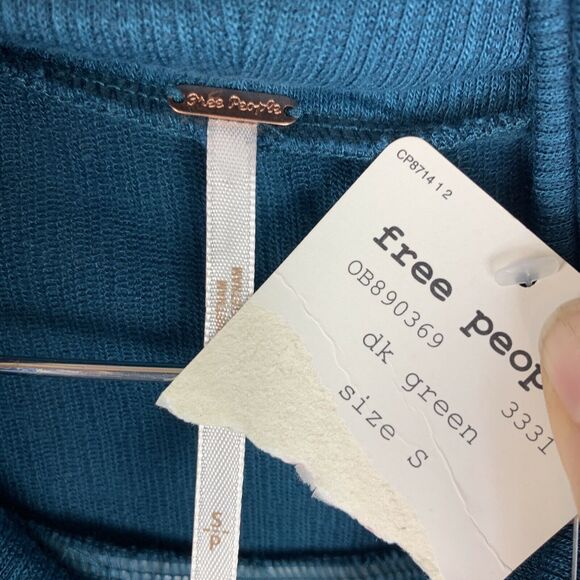 Free People Sundown Mini Dark Green Cowl Neck Ruched Knit Dress NWT Size S - Picture 7 of 8